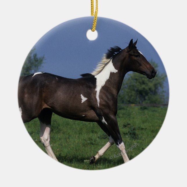 Paint Horse Running 2 Ceramic Tree Decoration (Front)