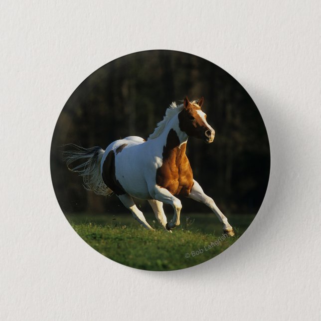 Paint Horse Running Fast 6 Cm Round Badge (Front)