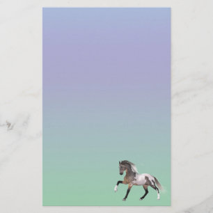 Paint Horse Running Pastel Stationery Paper