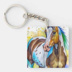 Paint Horse Watercolor Key Ring