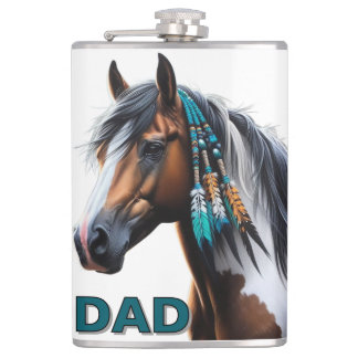 Paint Horse with Native Beads Hip Flask