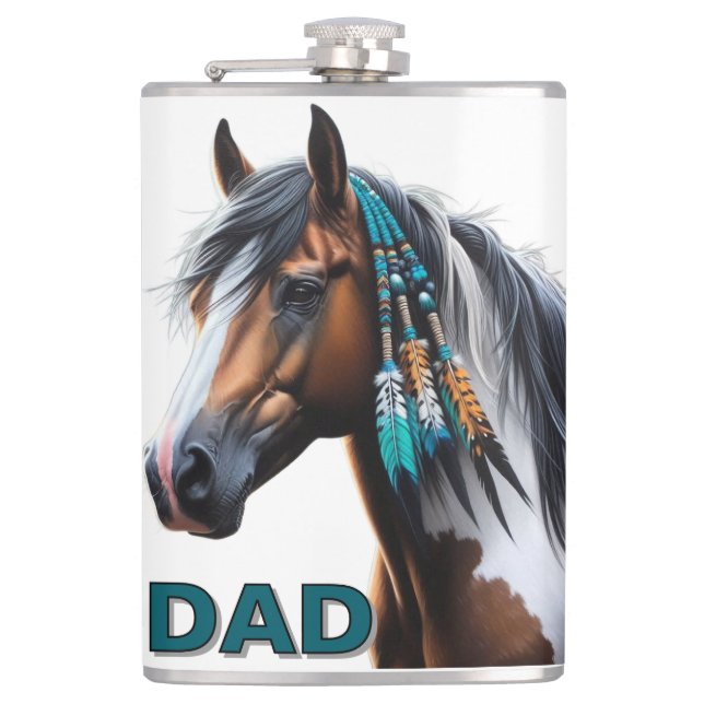 Paint Horse with Native Beads Hip Flask (Front)