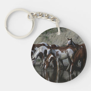 Paint Horses Drinking Key Ring