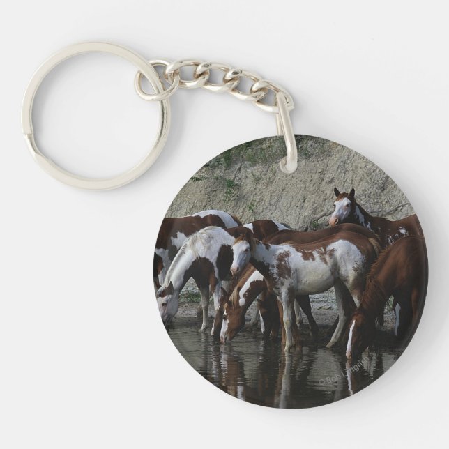 Paint Horses Drinking Key Ring (Front)