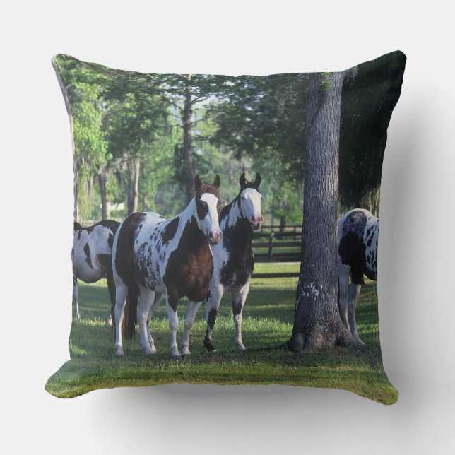 Paint Horses in the Trees Cushion (Front)