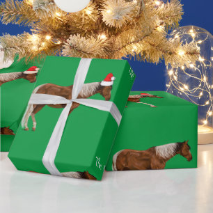 Paint Horses & Red Santa Hat Christmas Wrapping Pa Paper