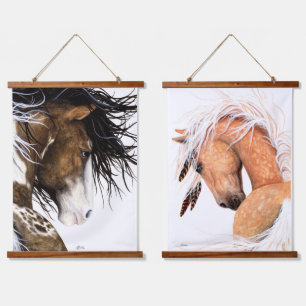 Paint Horses Wooden Hanging Tapestry 