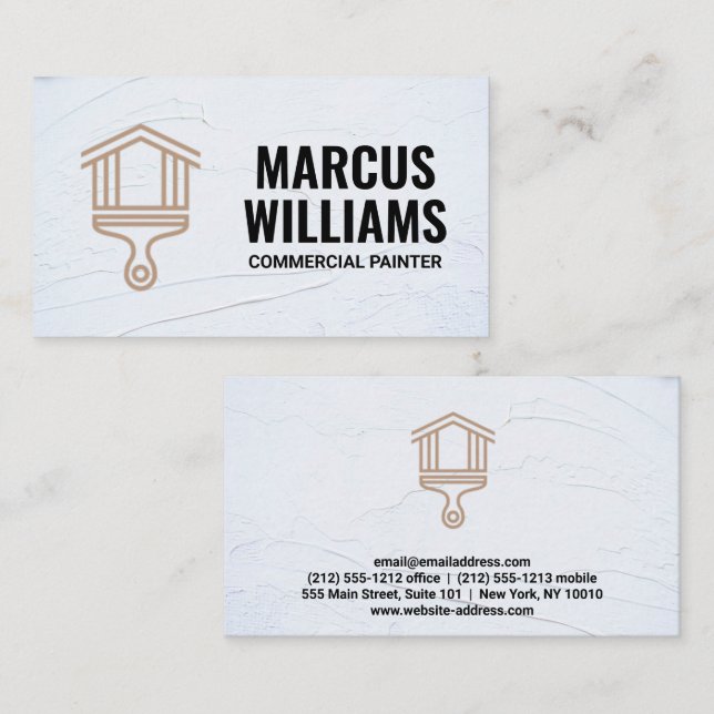 Paint House Brush Logo | Stucco Background Business Card (Front/Back)