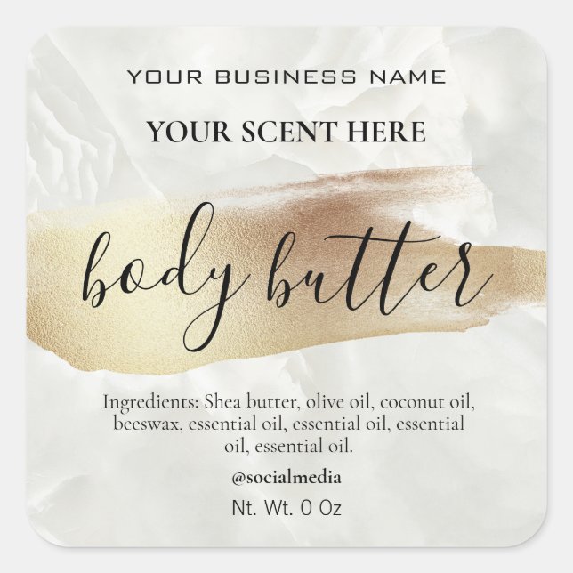 Paint Line Gold Marble Body Butter Labels (Front)
