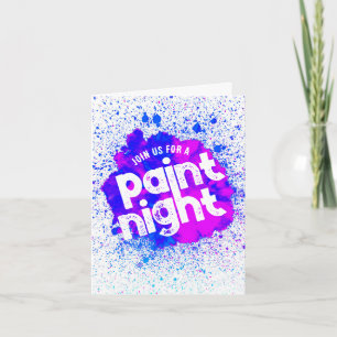 Paint Night Birthday Folded Invite - Blue