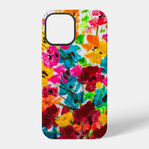 paint painting flowers texture, painting bright fl iPhone 12 case