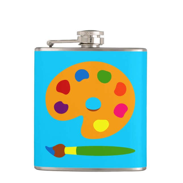 Paint Palette Art Hip Flask (Front)