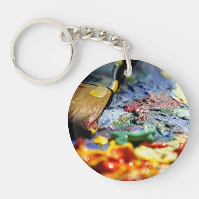 Paint Palette Closeup Key Ring (Front)