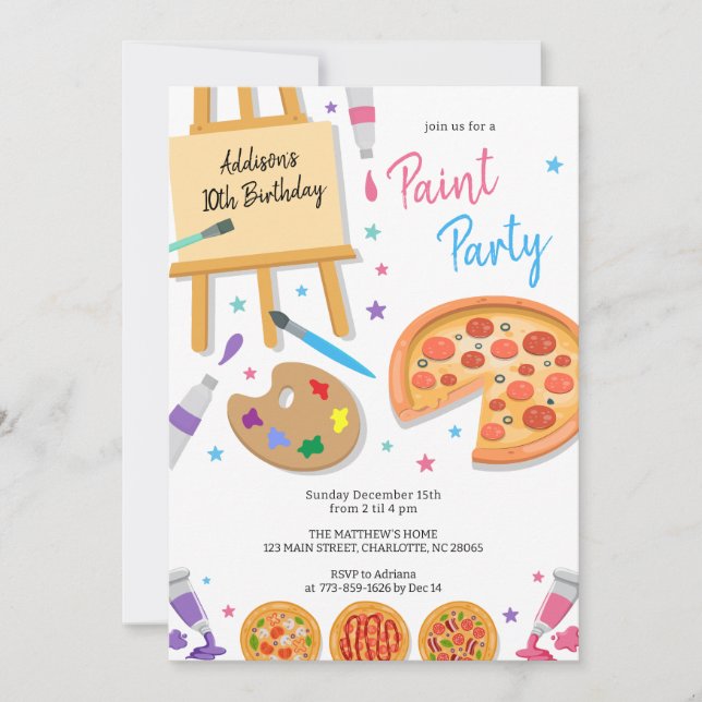 Paint Party Art Birthday Invitation (Front)