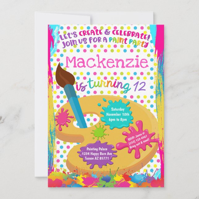 Paint Party Art Painting Birthday Invitations (Front)