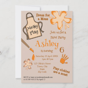 Paint Party Messy Play Party Invitation