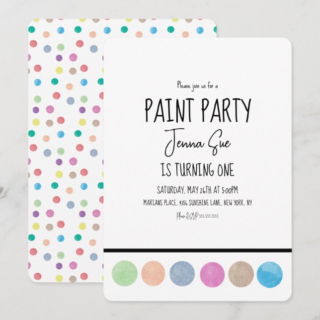 Paint Party Watercolor Palette Art Birthday   Invitation (Front/Back)