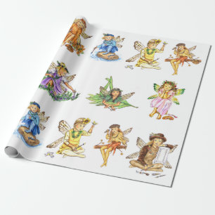 Paint Pixies Fairies JL Biel Wrapping Paper