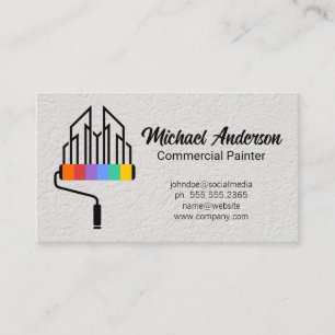 Paint Roller City Logo Texture Wall Business Card
