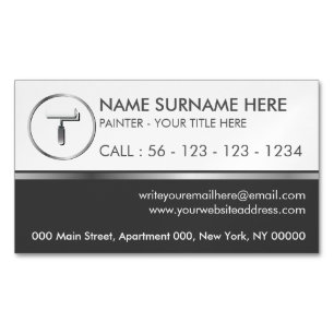 Paint Roller Grey Circle Simple Classy Magnetic Business Card