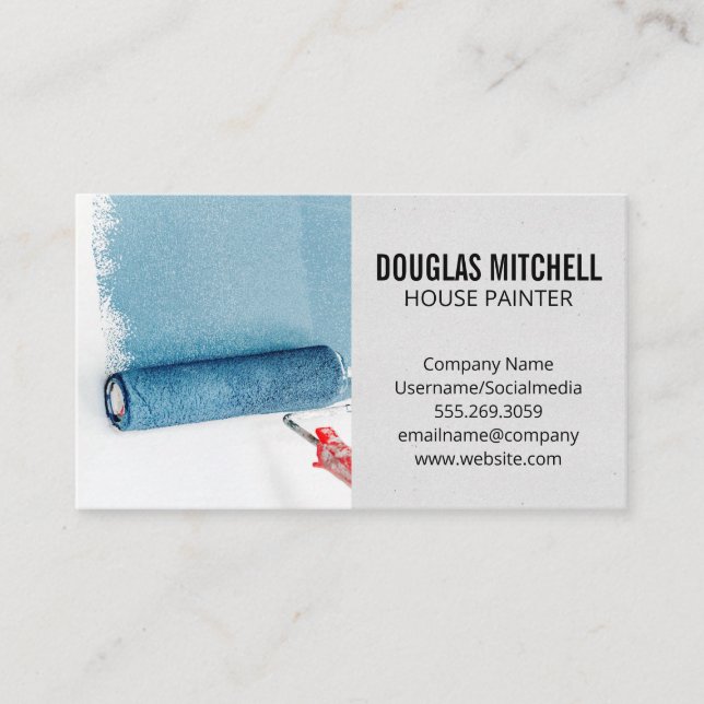 Paint Roller | Home Painter | Blue Paint Business Card (Front)