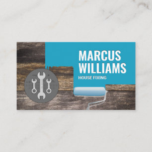 Paint Roller   Painted Brick Wall   Wrench Tools Business Card