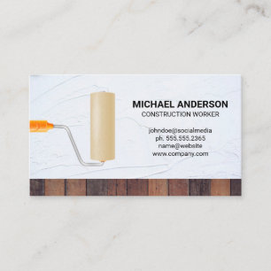 Paint Roller Spackle Wood Business Card