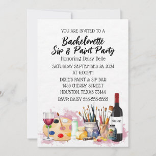 Paint & Sip Bachelorette Party Invitation