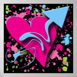 PAINT SLATTER HEART AND ARROW POSTER