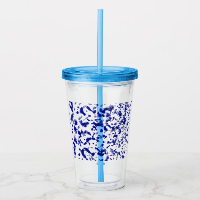 Paint Spatter Blue Acrylic Tumbler (Front)