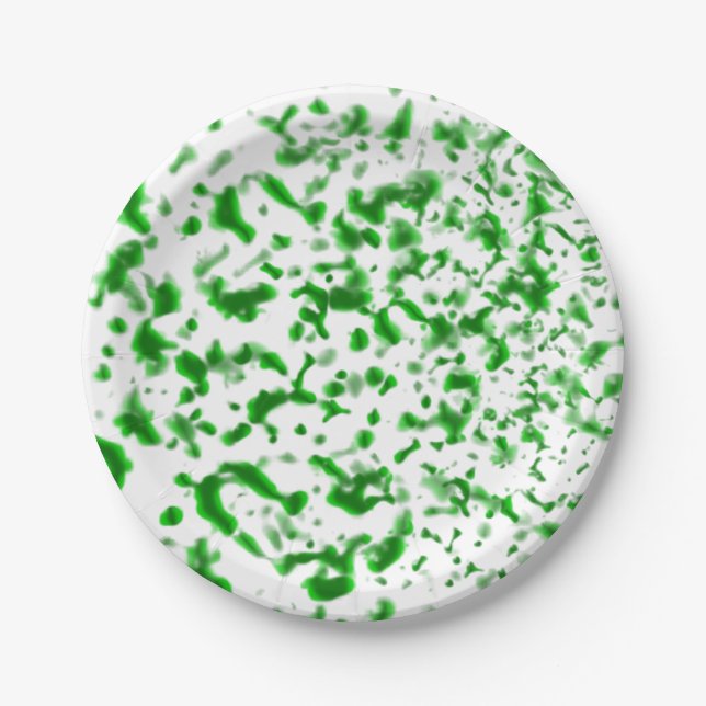 Paint Spatter Green Paper Plate (Front)