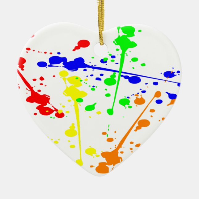 Paint splash abstract art colourful ceramic tree decoration (Front)