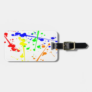 Paint splash abstract art colourful luggage tag