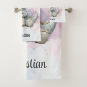 Paint Splash Adorable Dinosaur Baby Shower Gift Bath Towel Set