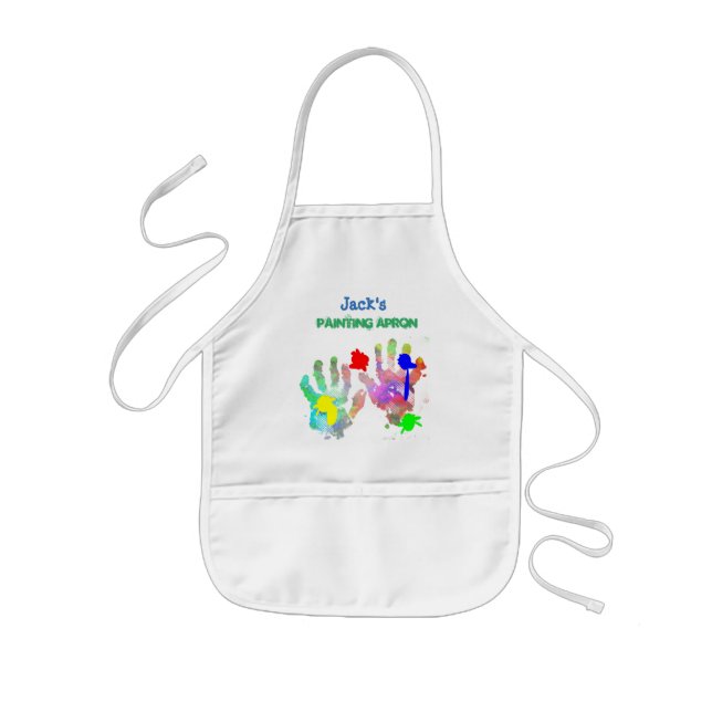 Paint Splash and Hand Print Artist Kids Apron (Front)