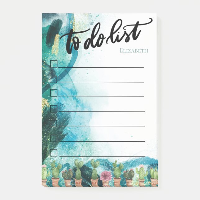 Paint Splash,Cactus To Do List Post-it Notes (Front)