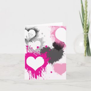 Paint Splash Heart Pattern Note Card