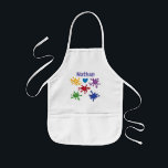 Paint Splashes Personalised Artist Kids Apron<br><div class="desc">Bright coloured paint daubs and blue heart for kids who love painting.</div>