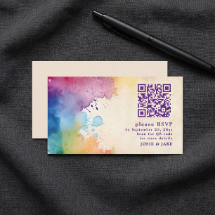 Paint splashes RSVP QR Code Enclosure Card