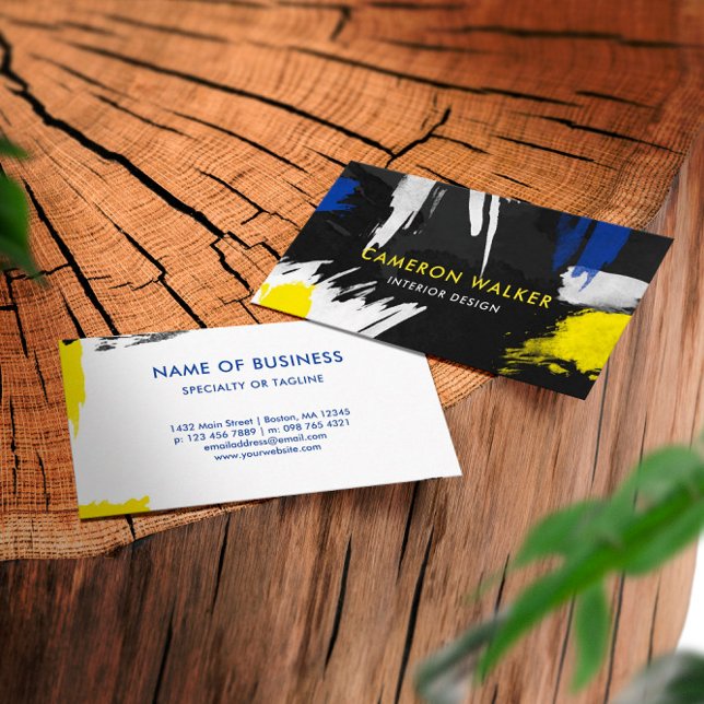 Paint Splashes - Yellow & Blue Business Card (Creator Uploaded)