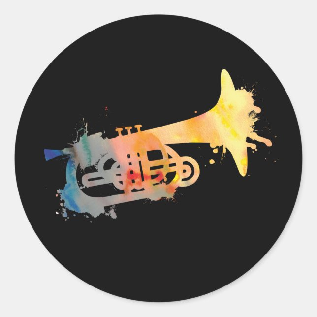 Paint Splat Mellophone Classic Round Sticker (Front)