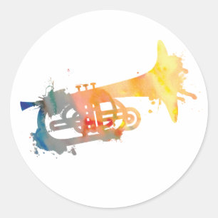Paint Splat Mellophone Classic Round Sticker