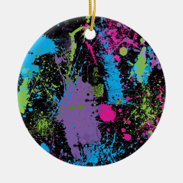 Paint Splater Ceramic Ornament (Front)