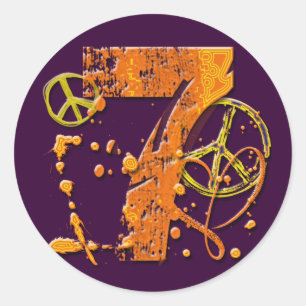PAINT SPLATTER #7 & PEACE SIGNS CLASSIC ROUND STICKER