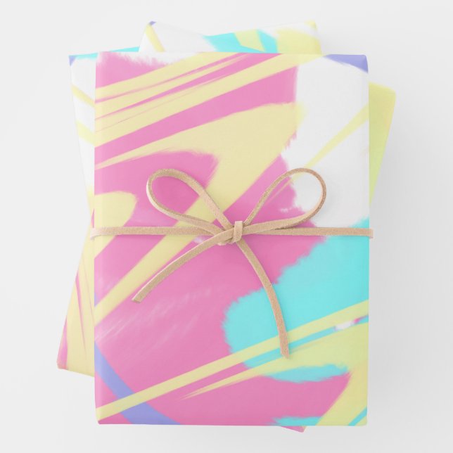 Paint Splatter Abstract Art Wrapping Paper Sheet (In situ)