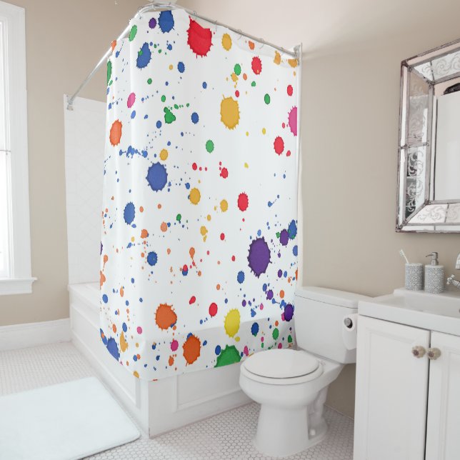 Paint Splatter Abstract Shower Curtain (In Situ)