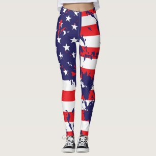 Paint Splatter American Flag Leggings