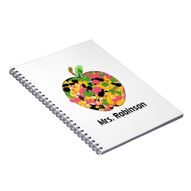 Paint Splatter Apple Spiral Notebook For Teachers (Right Side)