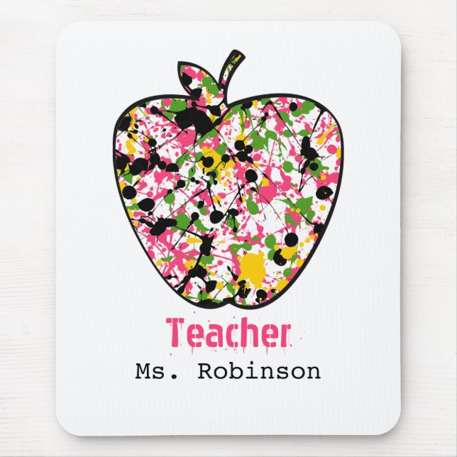 Paint Splatter Apple Teacher Mousepad (Front)