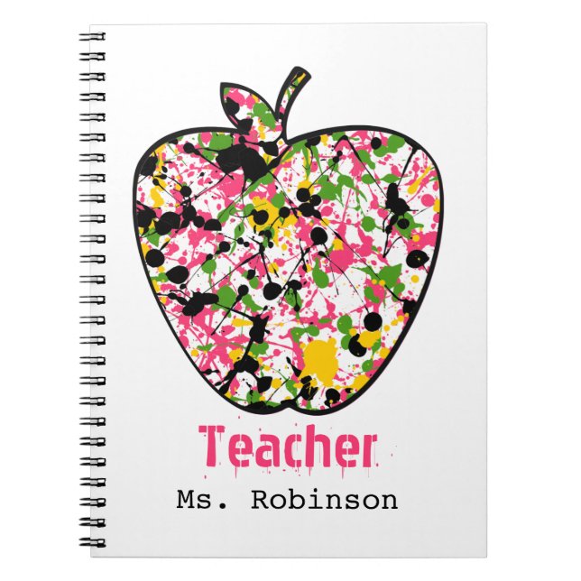 Paint Splatter Apple Teacher Notebook (Front)